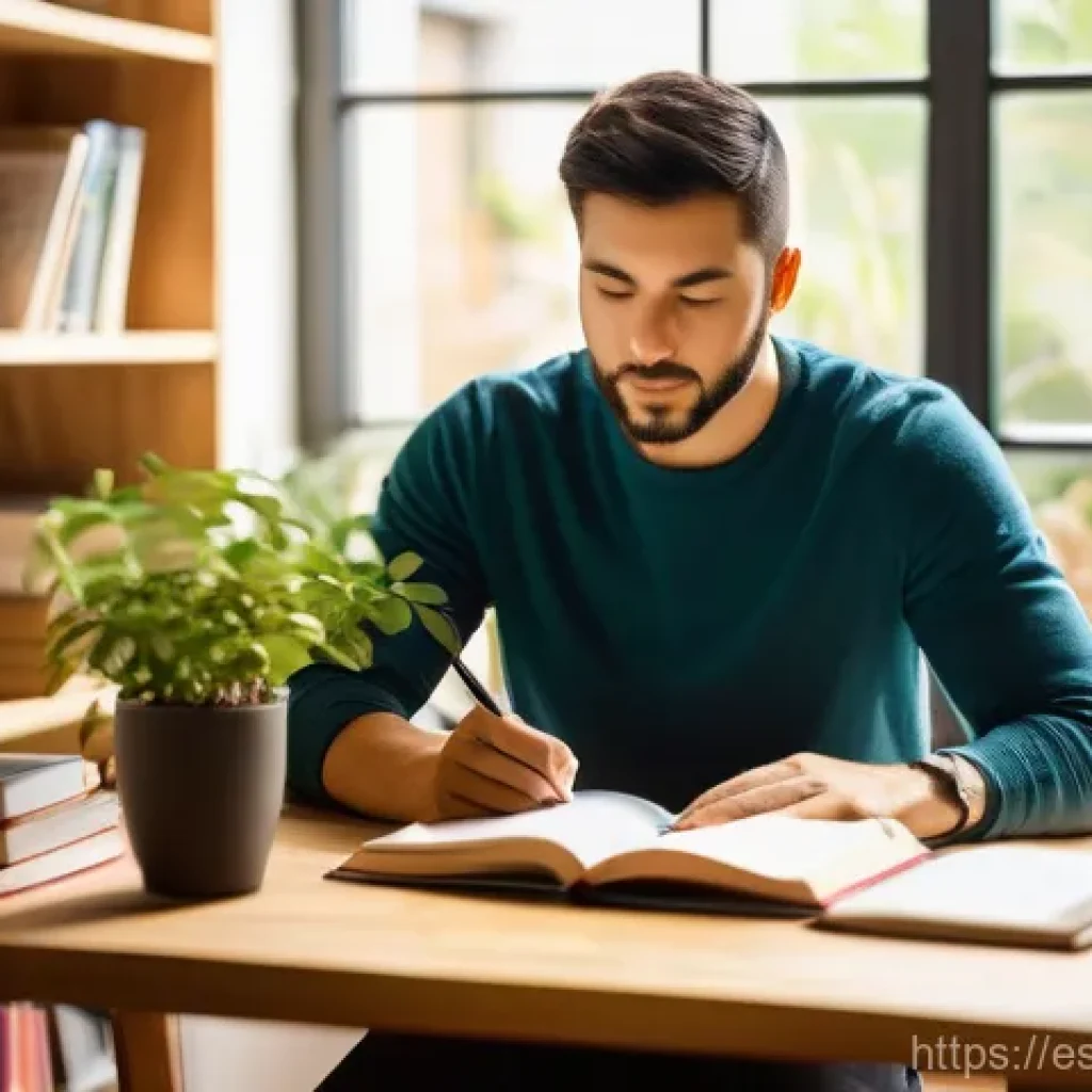 보험중개사 필기시험 및 실기시험 스케줄 관리 - **Prompt:** A focused and organized adult student, casually but neatly dressed, sits at a modern woo...