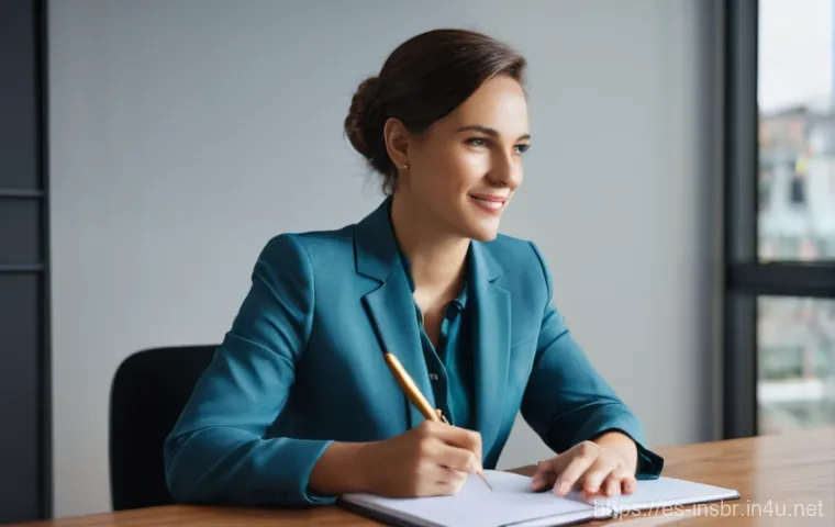 보험중개사와 윤리적 이슈 대응 방법 - **Prompt:** A diverse, friendly female insurance broker in her late 30s, dressed in smart business a...