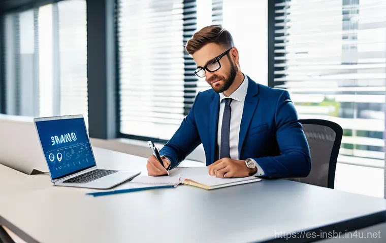 보험중개사 자격증 취득 후 유지 관리 방법 - **Prompt:** A professional and confident insurance broker, either male or female, in their late 30s ...