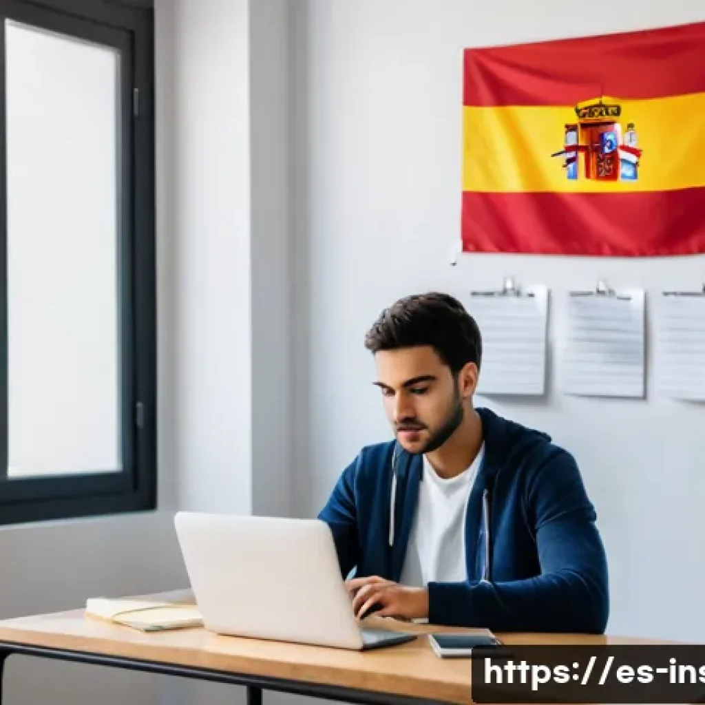 보험중개사 실기시험 준비 팁 - A focused Spanish-speaking student studying at a neat, well-lit desk with a laptop, textbooks about ...