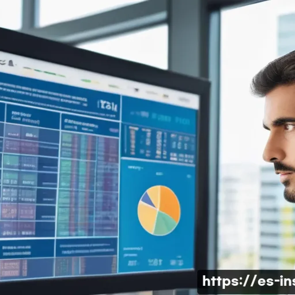 보험중개사 시험 관련 필수 계산 공식 - A professional insurance agent in a modern Spanish office setting, analyzing complex insurance formu...